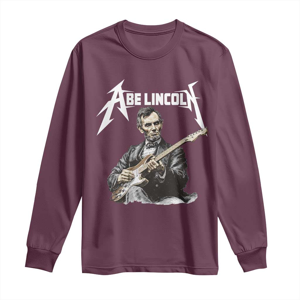 Abe Lincoln Playing Electric Guitar Rocker Long Sleeve Shirt