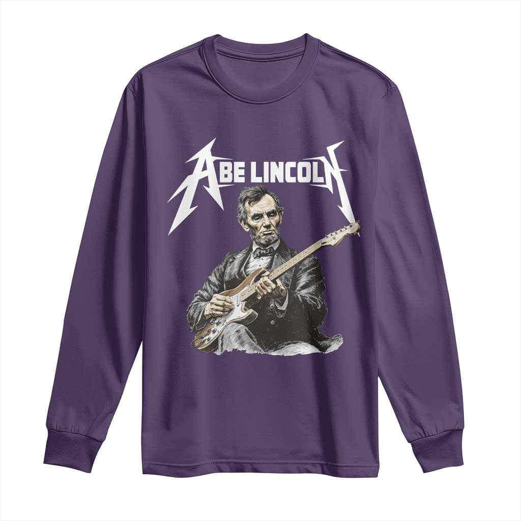 Abe Lincoln Playing Electric Guitar Rocker Long Sleeve Shirt