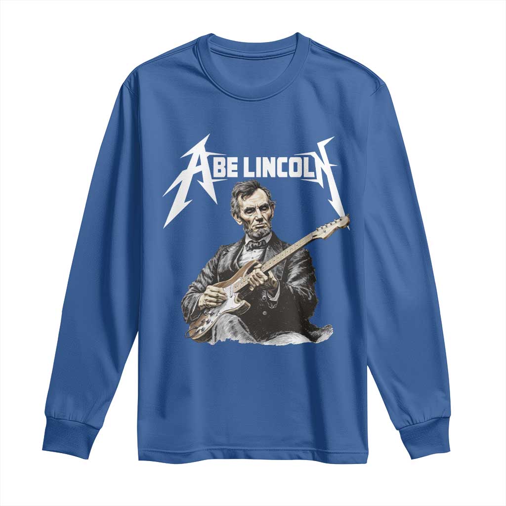 Abe Lincoln Playing Electric Guitar Rocker Long Sleeve Shirt