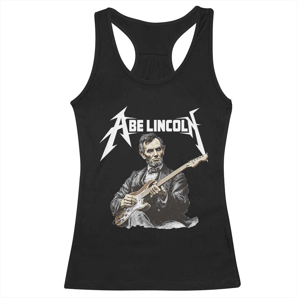 Abe Lincoln Playing Electric Guitar Rocker Racerback Tank Top
