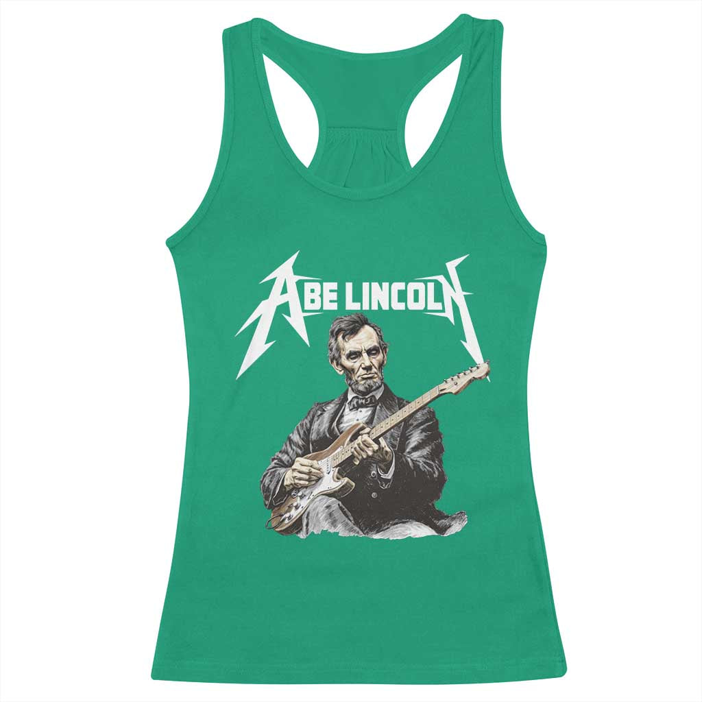 Abe Lincoln Playing Electric Guitar Rocker Racerback Tank Top
