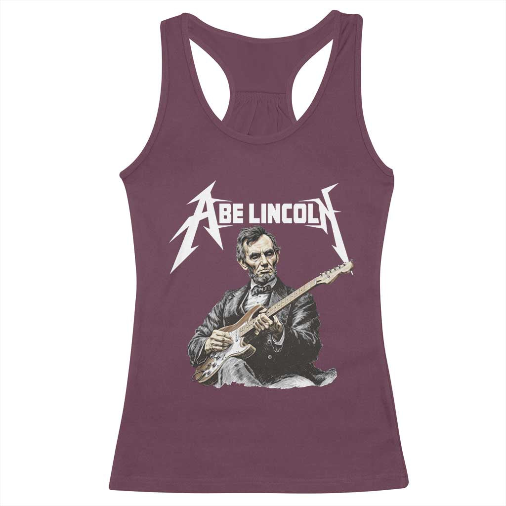 Abe Lincoln Playing Electric Guitar Rocker Racerback Tank Top