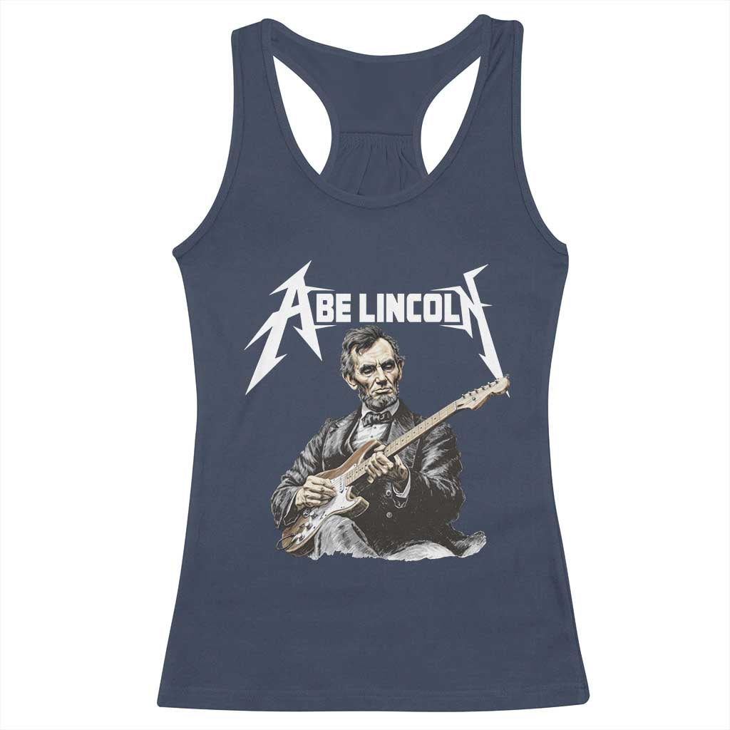 Abe Lincoln Playing Electric Guitar Rocker Racerback Tank Top