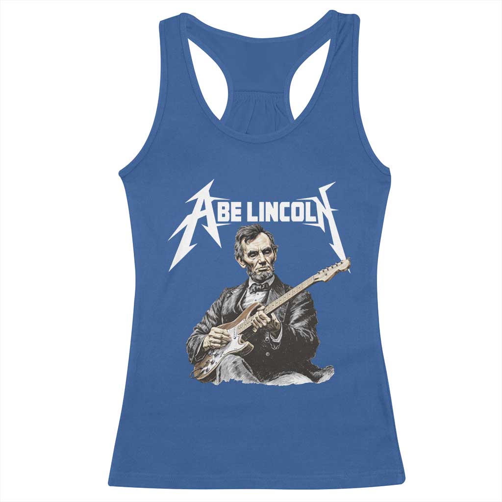 Abe Lincoln Playing Electric Guitar Rocker Racerback Tank Top