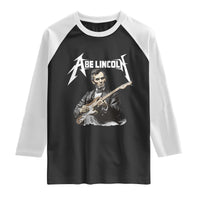 Abe Lincoln Playing Electric Guitar Rocker Raglan Shirt