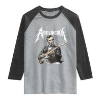 Abe Lincoln Playing Electric Guitar Rocker Raglan Shirt