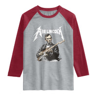 Abe Lincoln Playing Electric Guitar Rocker Raglan Shirt