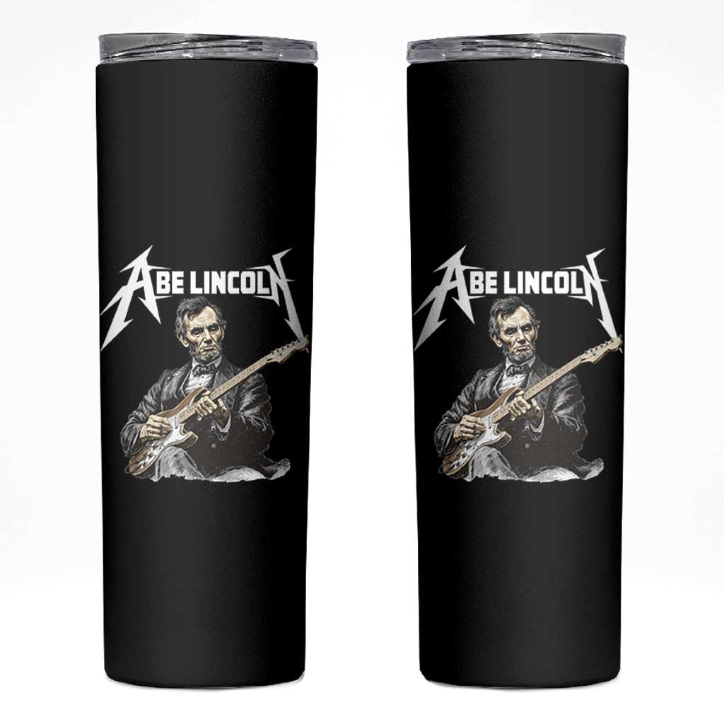 Abe Lincoln Playing Electric Guitar Rocker Skinny Tumbler