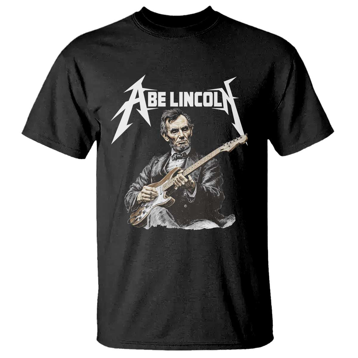 Abe Lincoln Playing Electric Guitar Rocker T Shirt