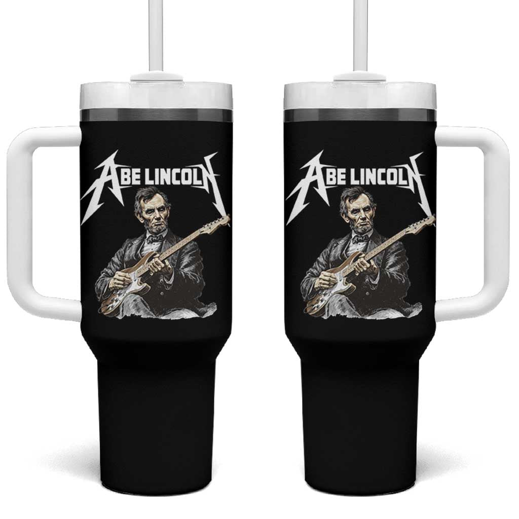 Abe Lincoln Playing Electric Guitar Rocker Tumbler With Handle