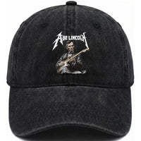 Abe Lincoln Playing Electric Guitar Rocker Washed Cotton Baseball Cap