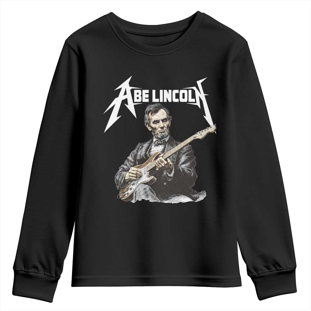 Abe Lincoln Playing Electric Guitar Rocker Youth Sweatshirt
