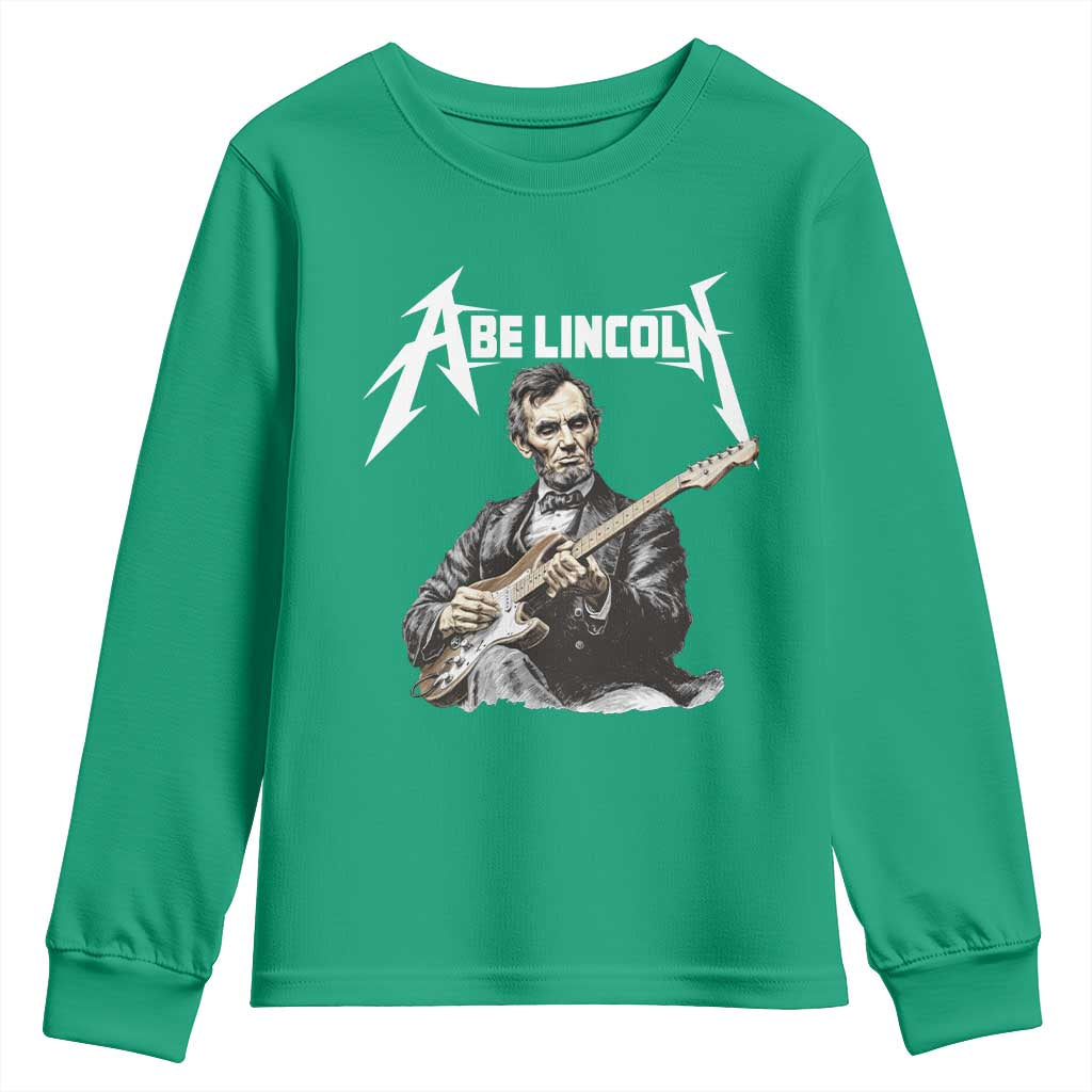 Abe Lincoln Playing Electric Guitar Rocker Youth Sweatshirt