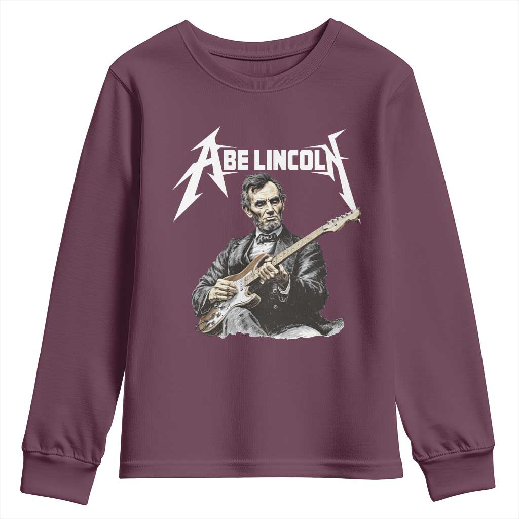 Abe Lincoln Playing Electric Guitar Rocker Youth Sweatshirt