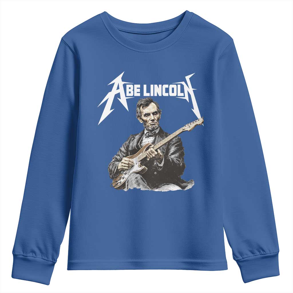 Abe Lincoln Playing Electric Guitar Rocker Youth Sweatshirt