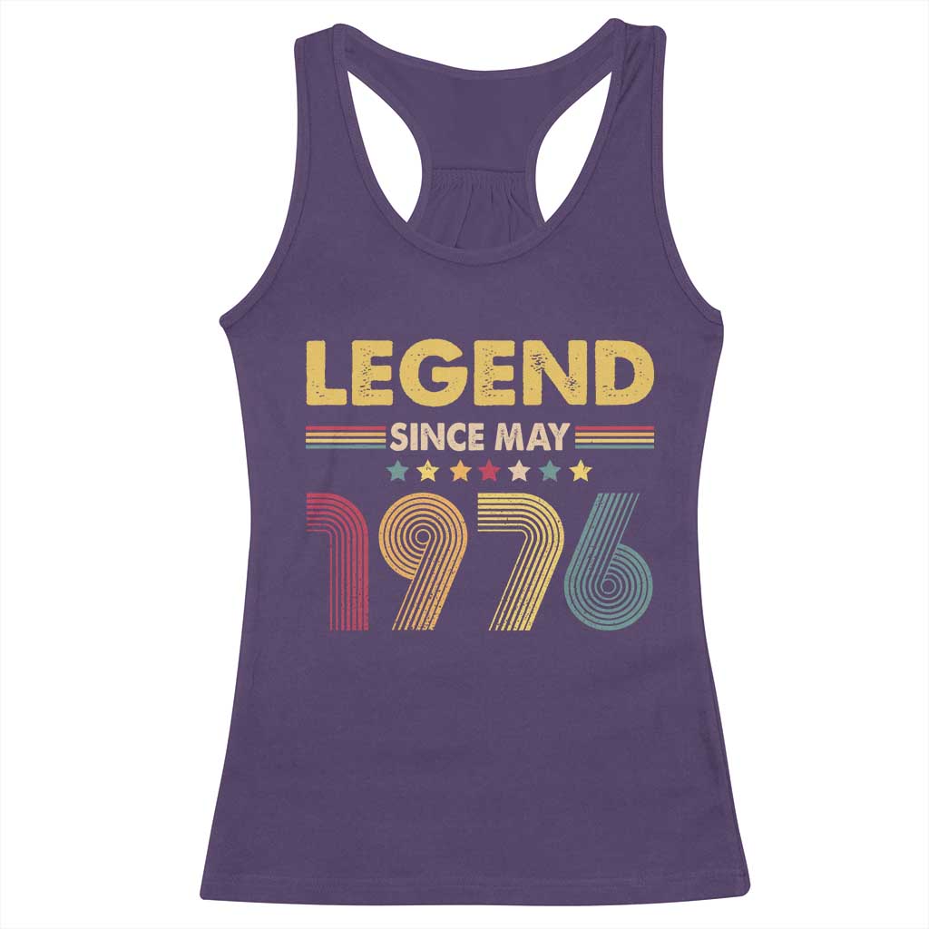 May 50th Birthday Racerback Tank Top Legends Since May 1976 Retro Bday