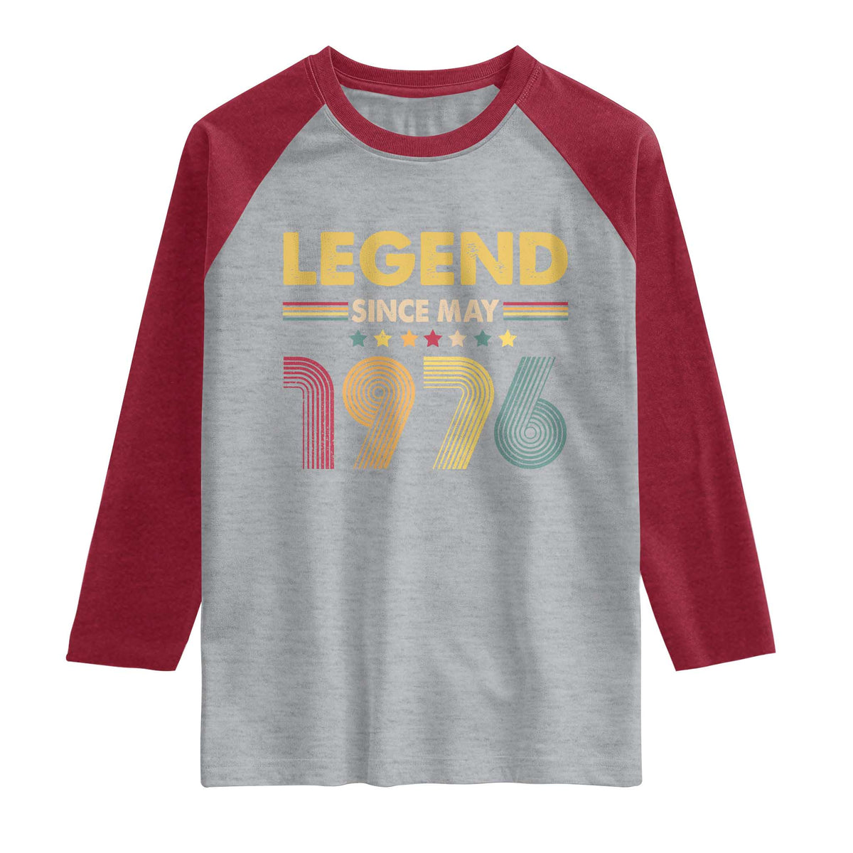 May 50th Birthday Raglan Shirt Legends Since May 1976 Retro Bday