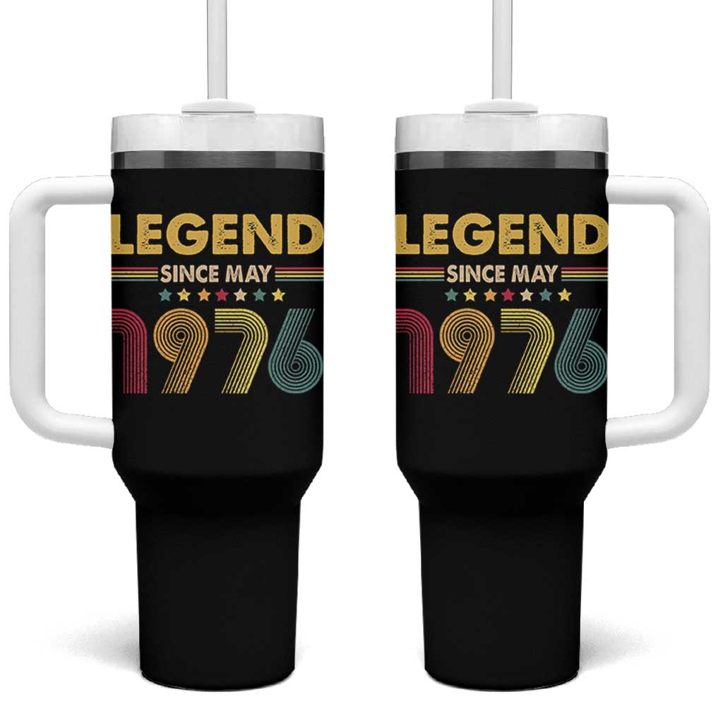 May 50th Birthday Tumbler With Handle Legends Since May 1976 Retro Bday