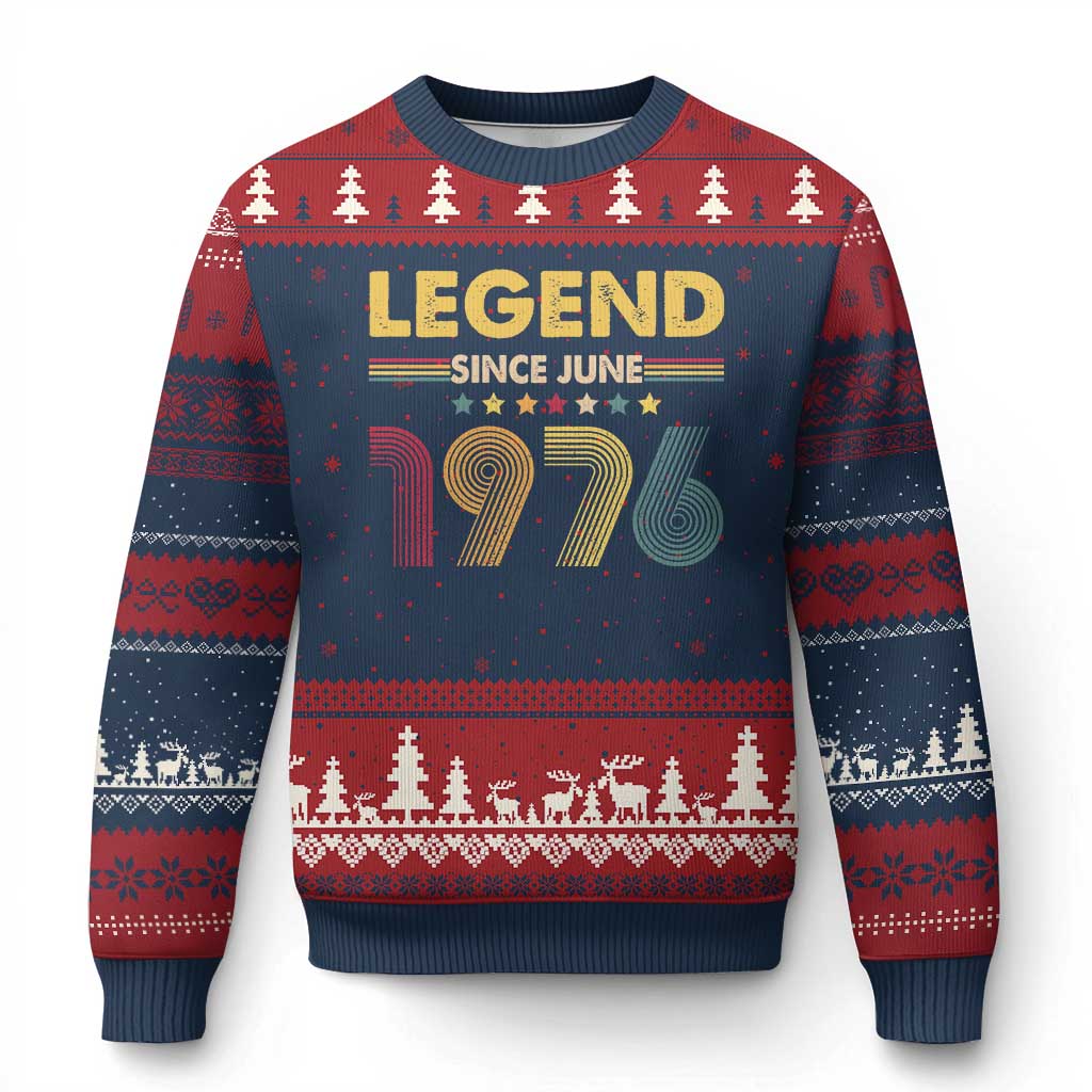 June 50th Birthday Ugly Christmas Sweater Legends Since June 1976 Retro Bday
