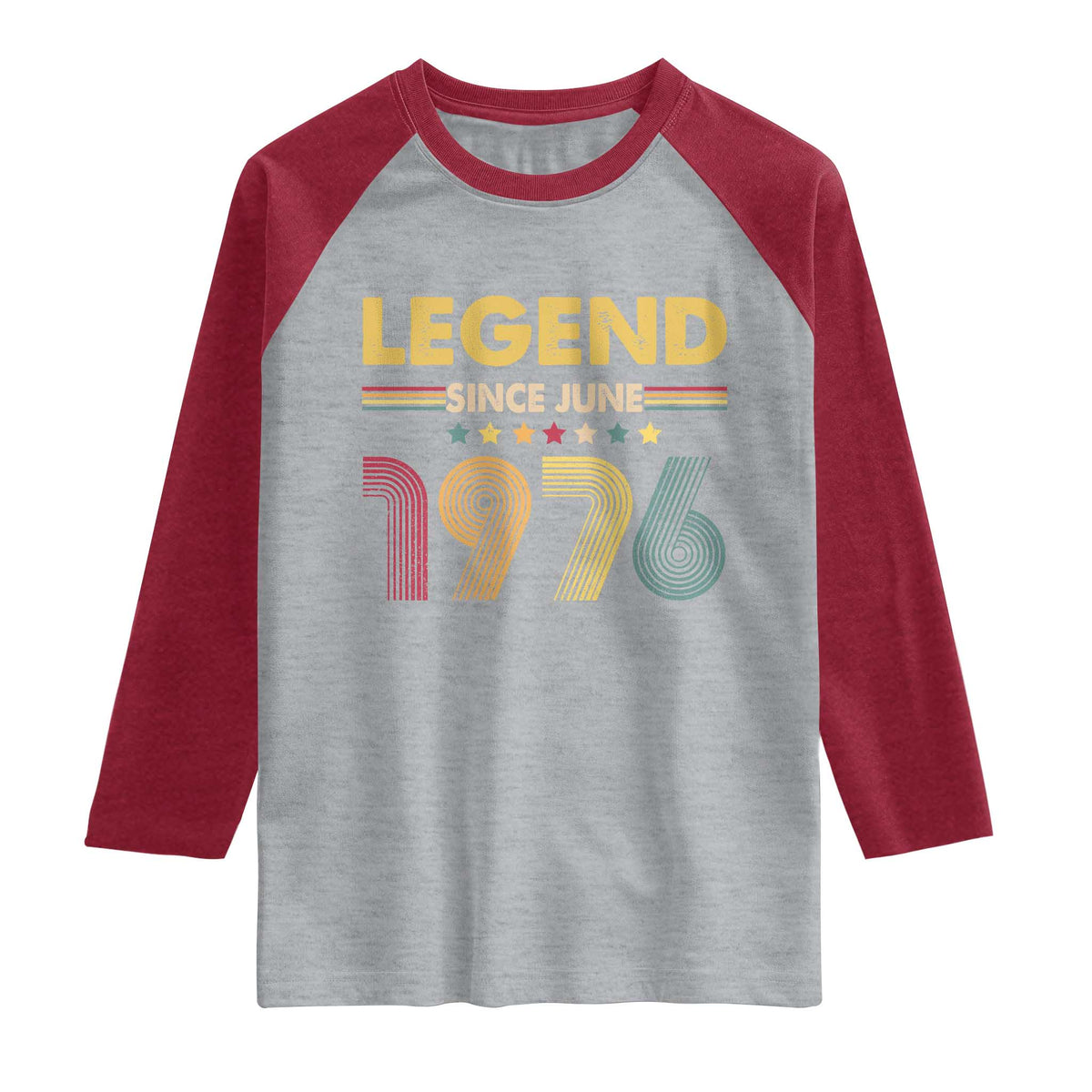 June 50th Birthday Raglan Shirt Legends Since June 1976 Retro Bday