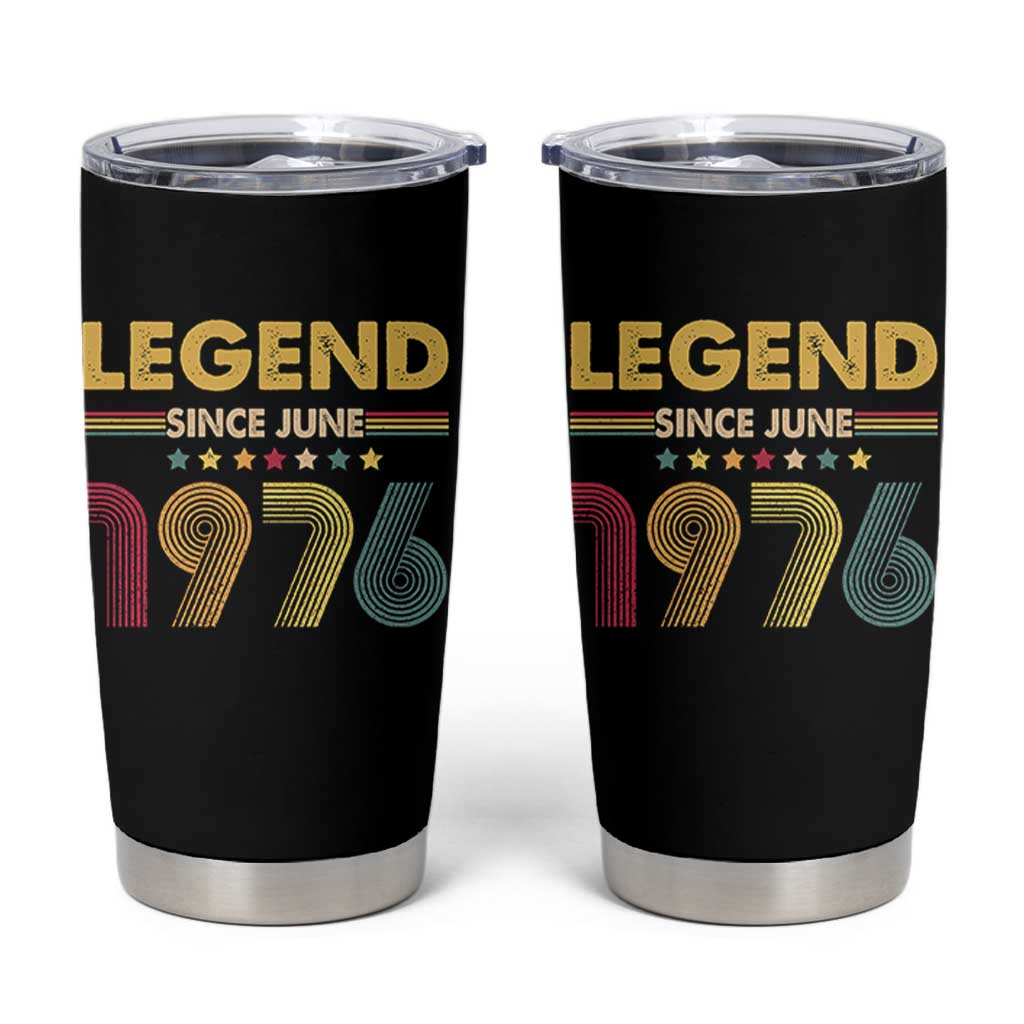 June 50th Birthday Tumbler Cup Legends Since June 1976 Retro Bday