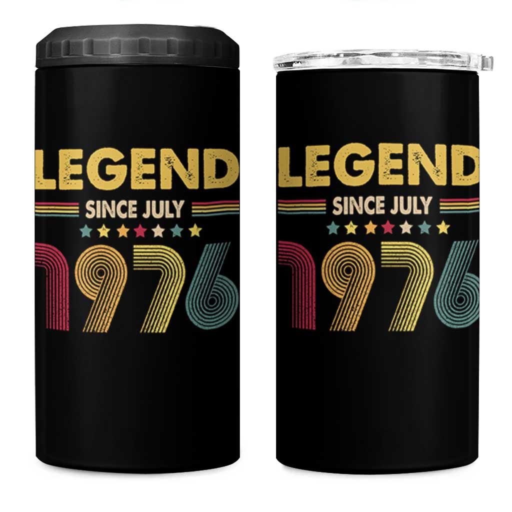 July 50th Birthday 4 in 1 Can Cooler Tumbler Legends Since July 1976 Retro Bday