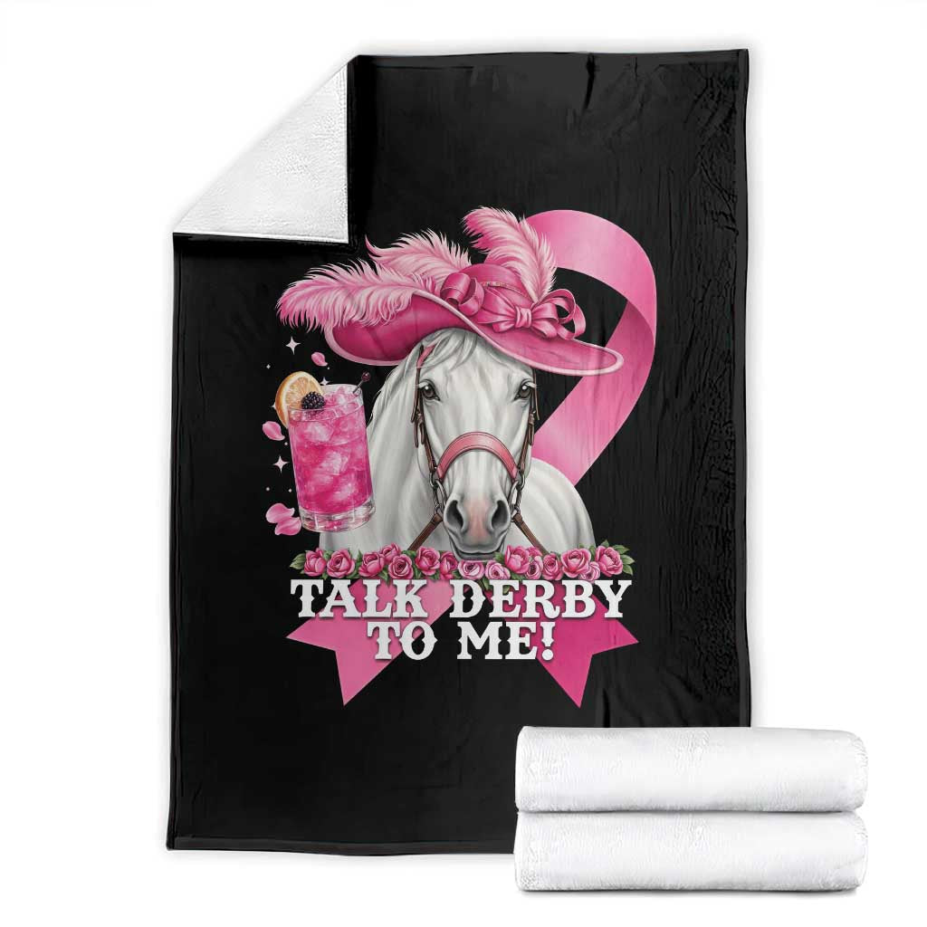Talk Derby To Me Throw Blanket Funny Horse Racing Oaks Derby Day Pink Ribbon