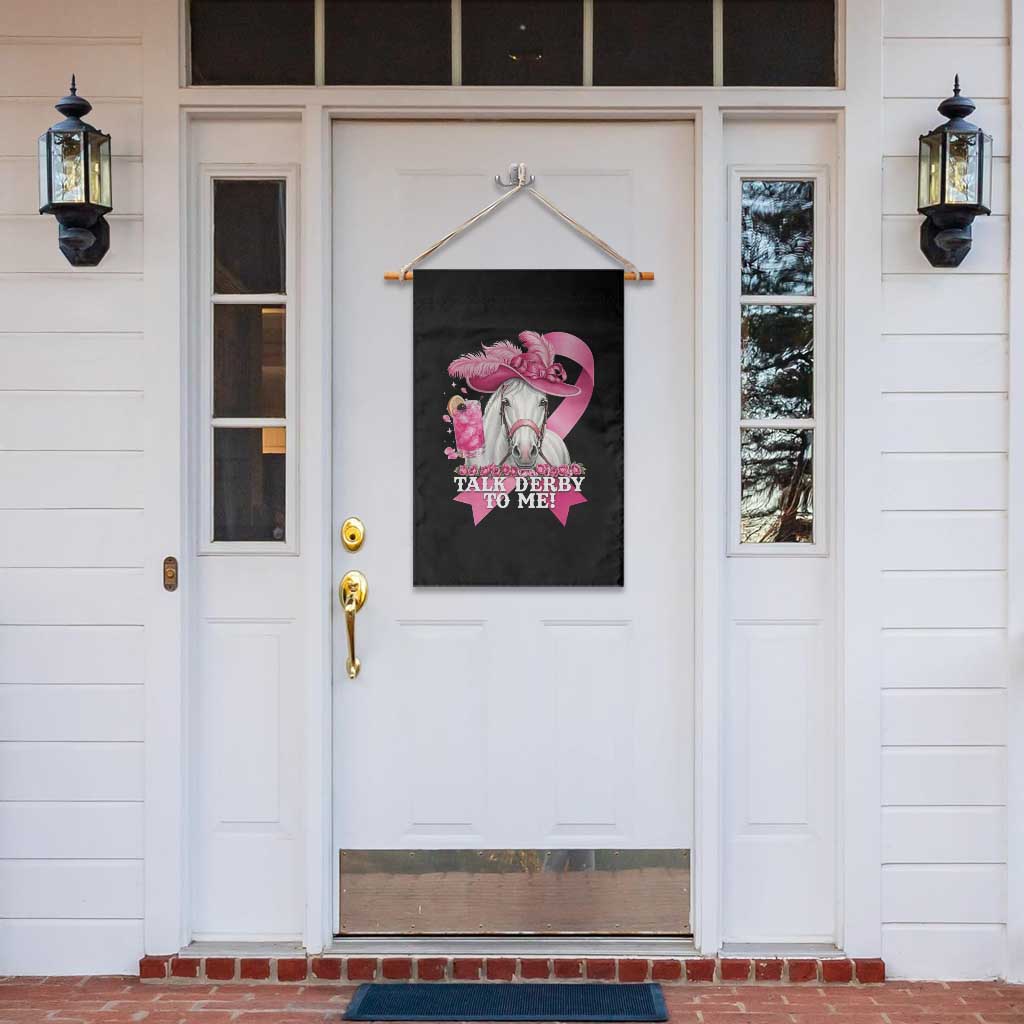 Talk Derby To Me Garden Flag Funny Horse Racing Oaks Derby Day Pink Ribbon