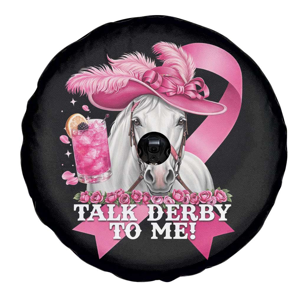 Talk Derby To Me Spare Tire Cover Funny Horse Racing Oaks Derby Day Pink Ribbon