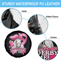 Talk Derby To Me Spare Tire Cover Funny Horse Racing Oaks Derby Day Pink Ribbon