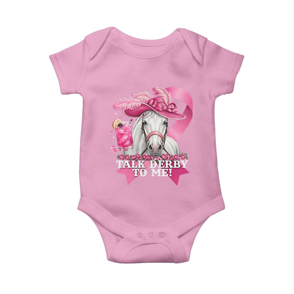 Talk Derby To Me Baby Onesie Funny Horse Racing Oaks Derby Day Pink Ribbon