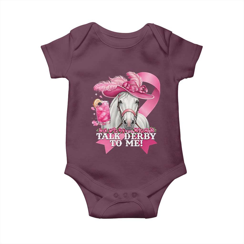 Talk Derby To Me Baby Onesie Funny Horse Racing Oaks Derby Day Pink Ribbon