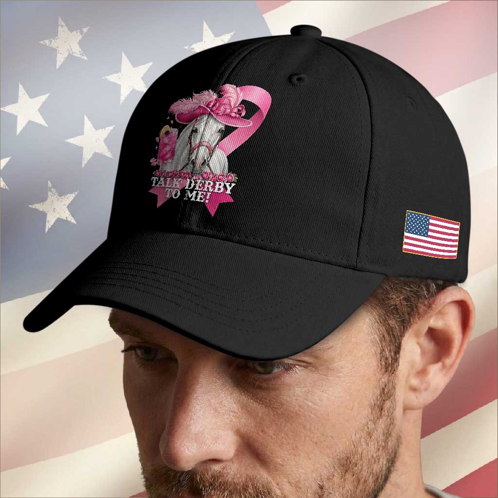 Talk Derby To Me Baseball Cap Funny Horse Racing Oaks Derby Day Pink Ribbon