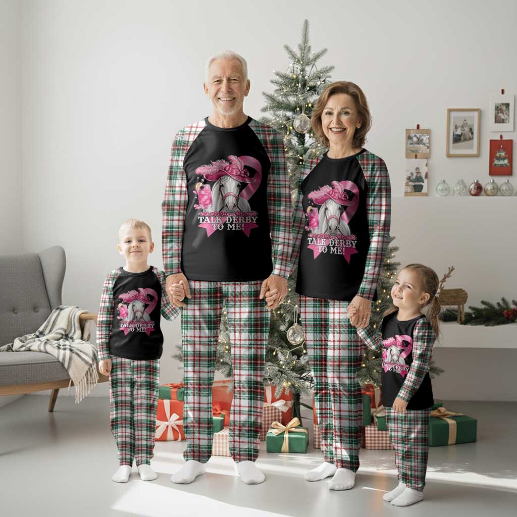 Talk Derby To Me Plaid Pajama Set Funny Horse Racing Oaks Derby Day Pink Ribbon