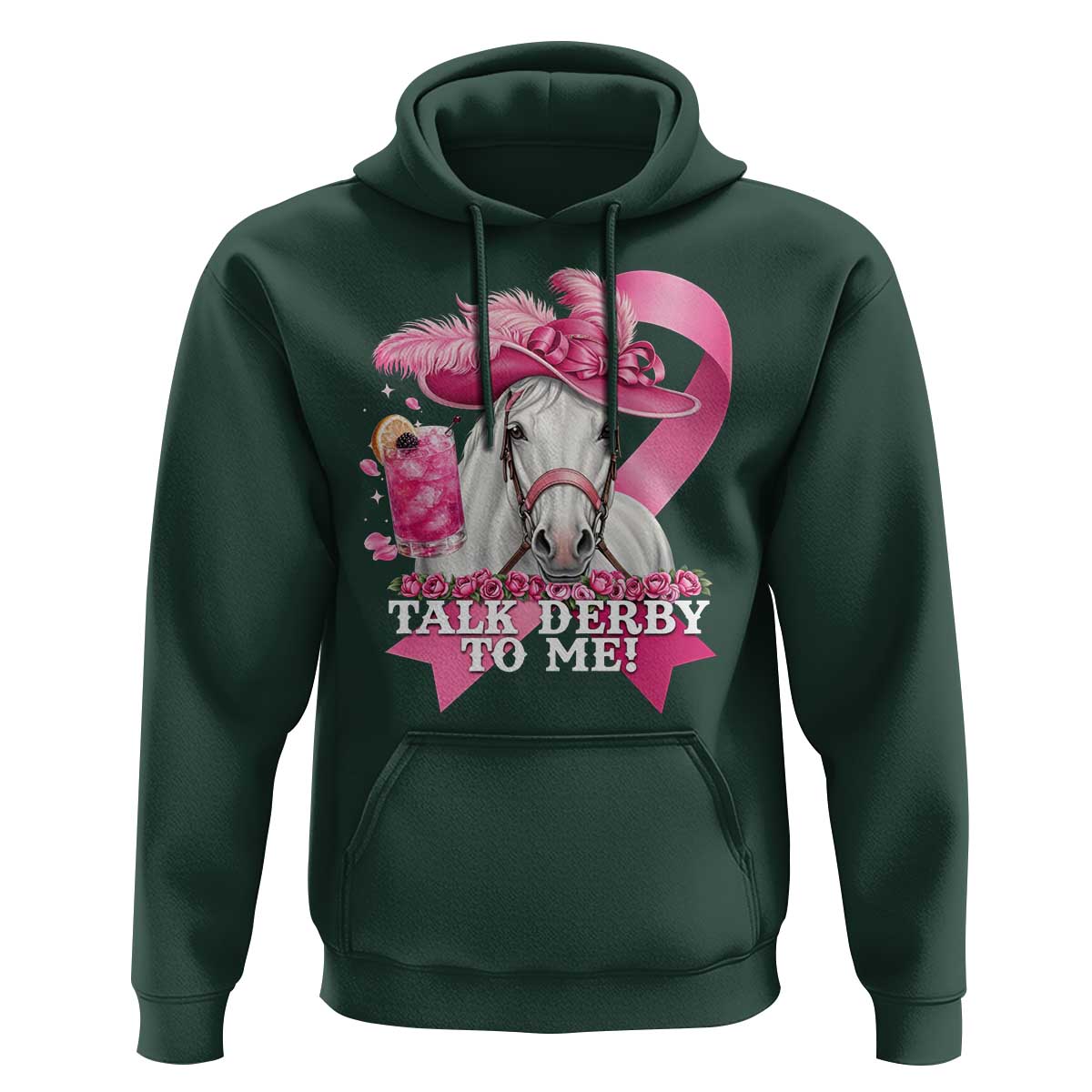 Talk Derby To Me Hoodie Funny Horse Racing Oaks Derby Day Pink Ribbon
