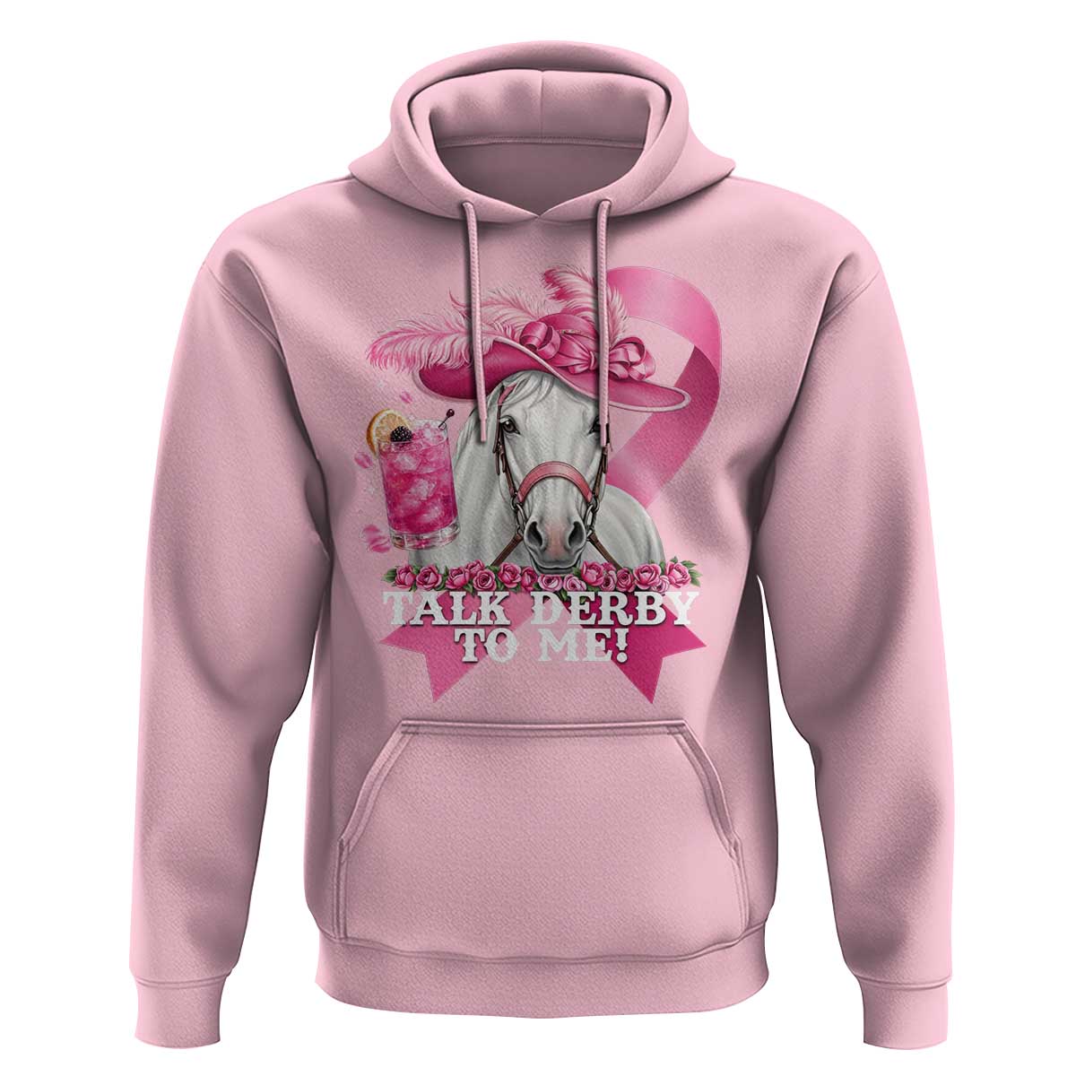 Talk Derby To Me Hoodie Funny Horse Racing Oaks Derby Day Pink Ribbon