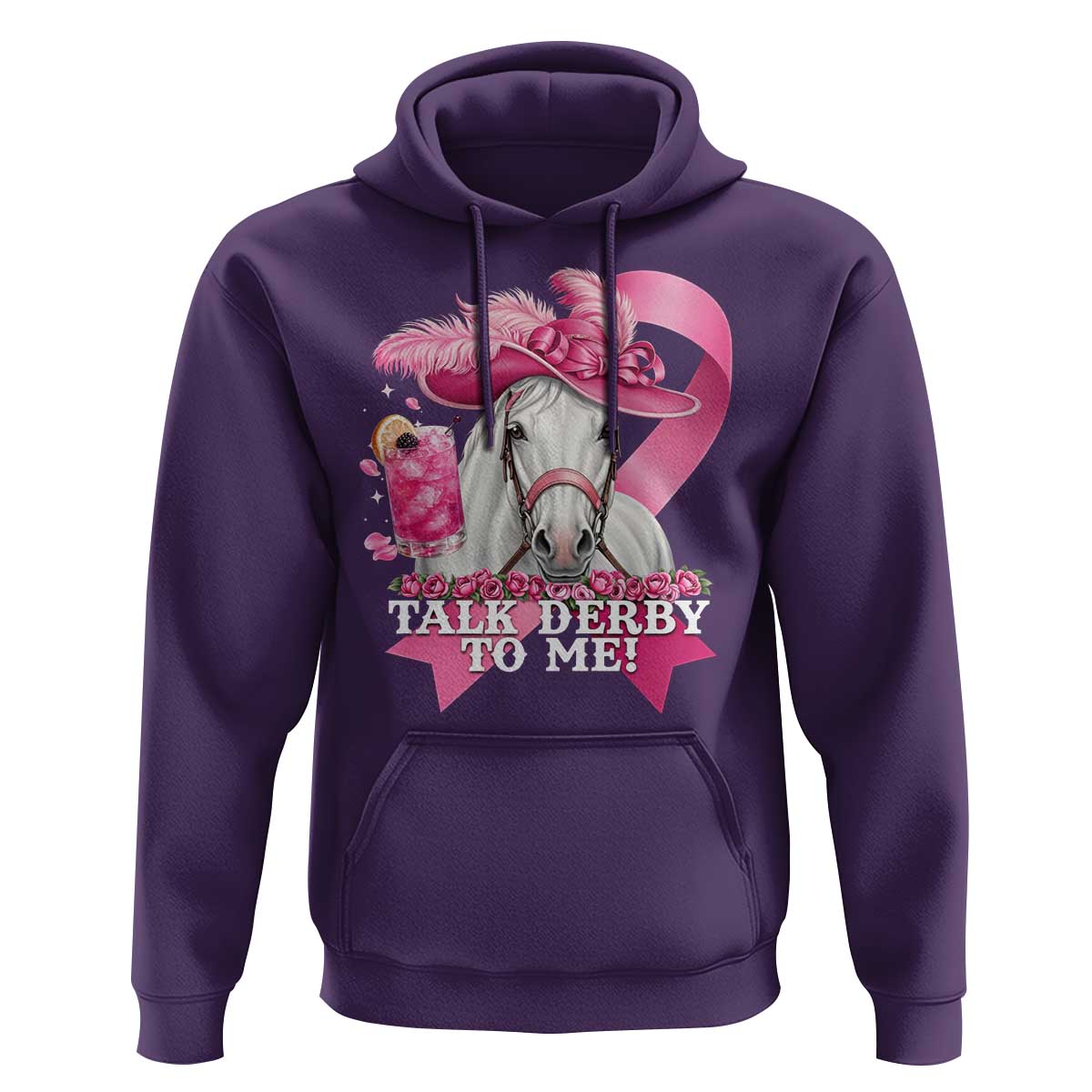 Talk Derby To Me Hoodie Funny Horse Racing Oaks Derby Day Pink Ribbon