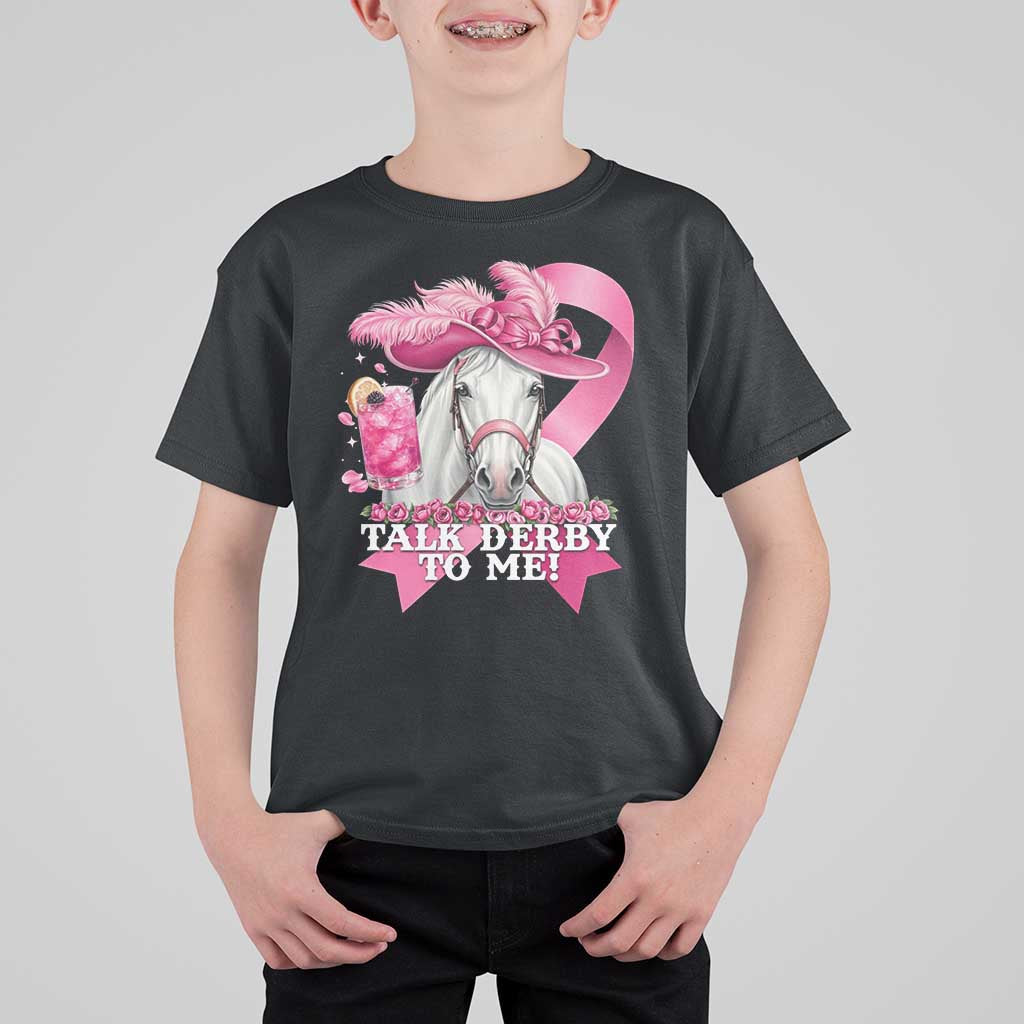 Talk Derby To Me T Shirt For Kid Funny Horse Racing Oaks Derby Day Pink Ribbon