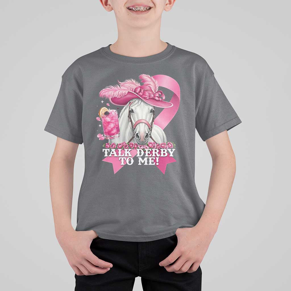 Talk Derby To Me T Shirt For Kid Funny Horse Racing Oaks Derby Day Pink Ribbon