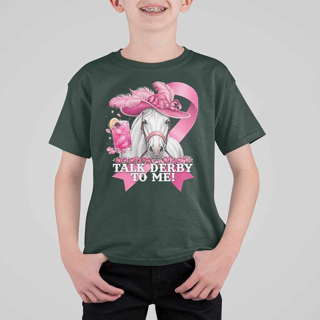 Talk Derby To Me T Shirt For Kid Funny Horse Racing Oaks Derby Day Pink Ribbon