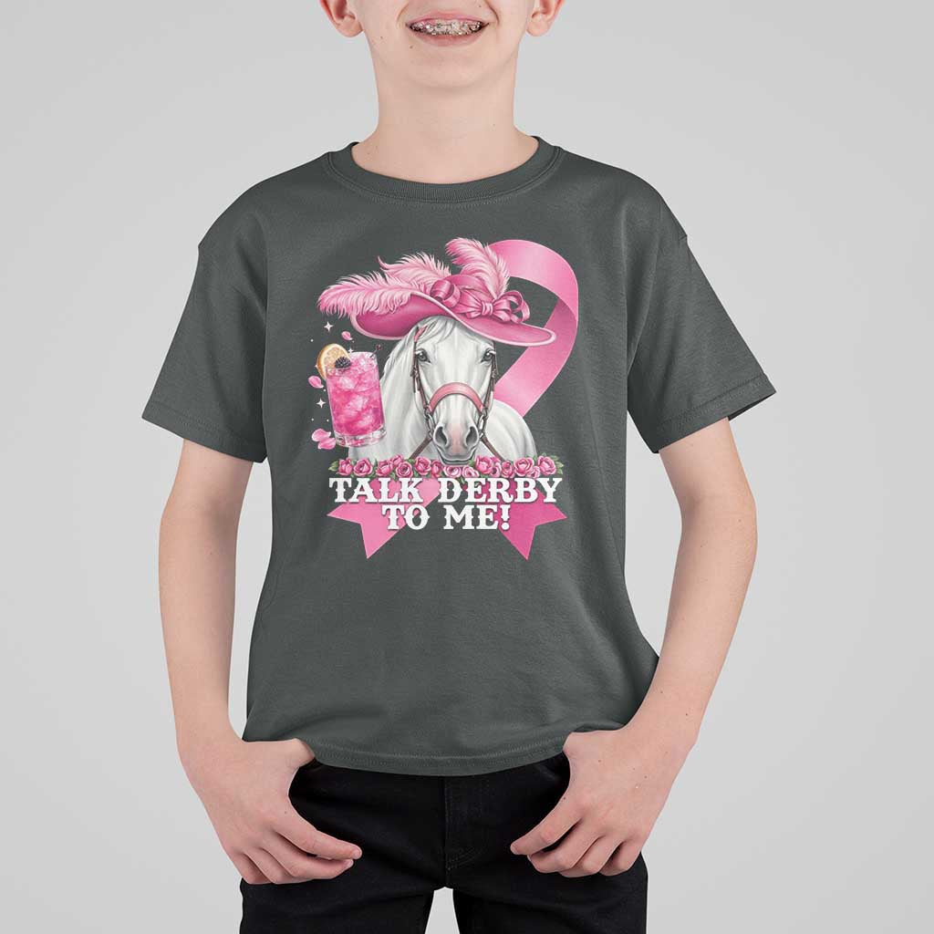 Talk Derby To Me T Shirt For Kid Funny Horse Racing Oaks Derby Day Pink Ribbon