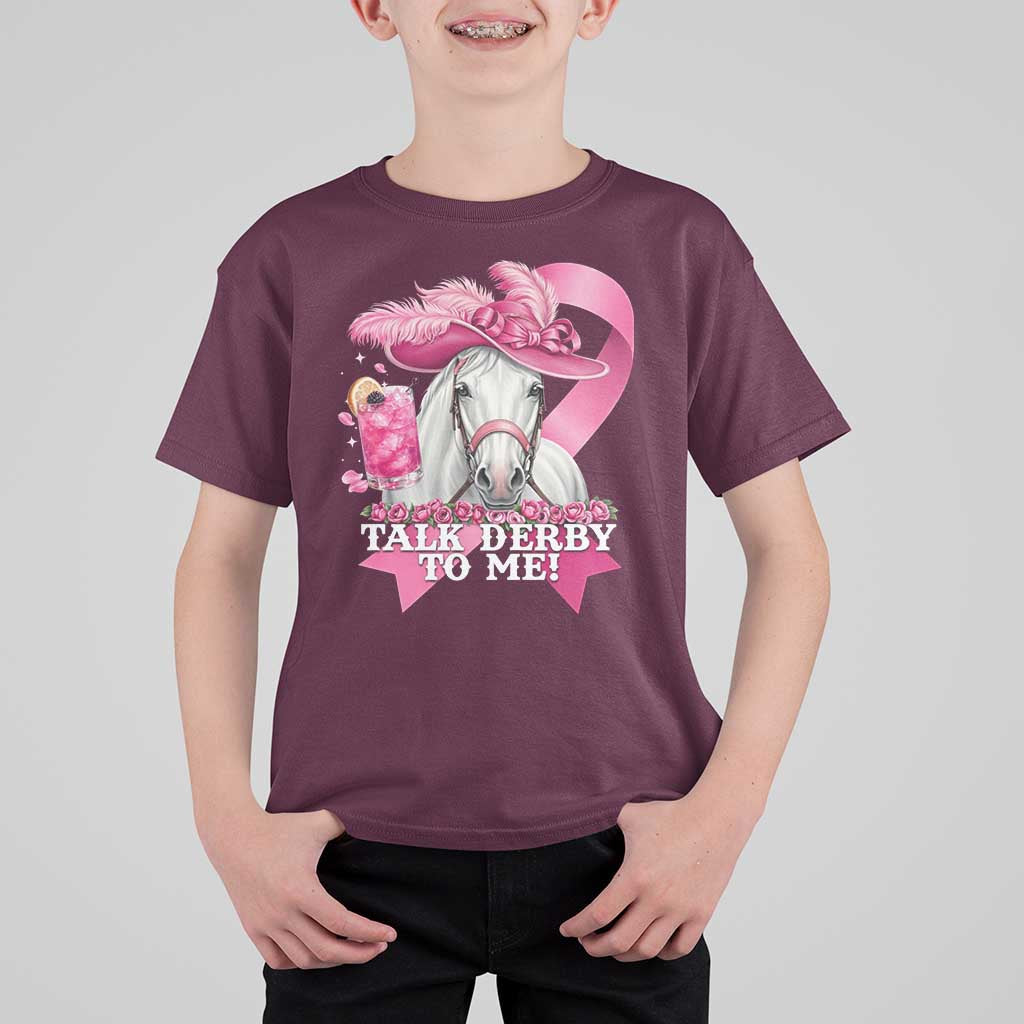 Talk Derby To Me T Shirt For Kid Funny Horse Racing Oaks Derby Day Pink Ribbon