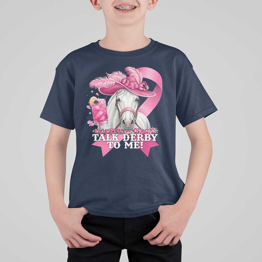 Talk Derby To Me T Shirt For Kid Funny Horse Racing Oaks Derby Day Pink Ribbon