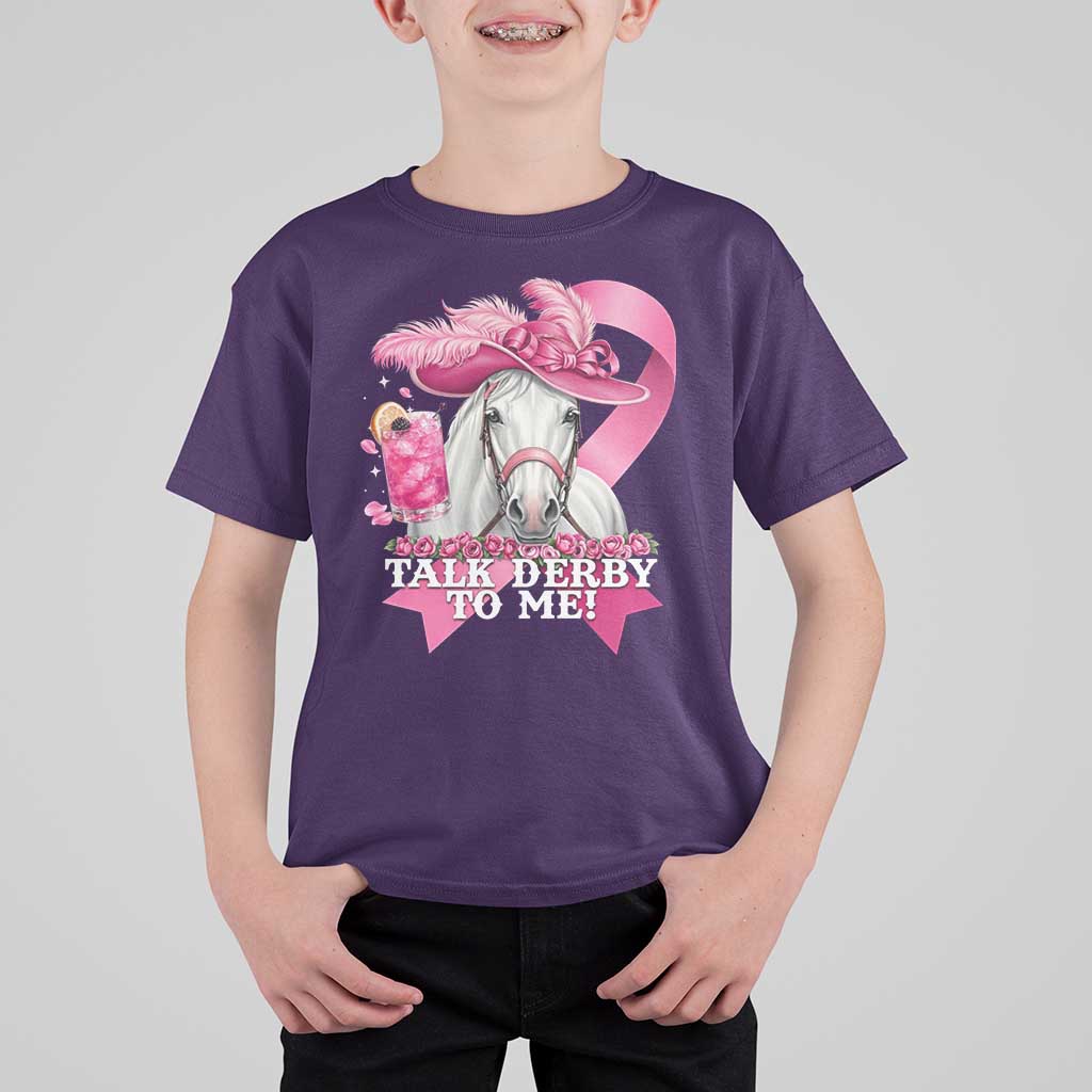 Talk Derby To Me T Shirt For Kid Funny Horse Racing Oaks Derby Day Pink Ribbon