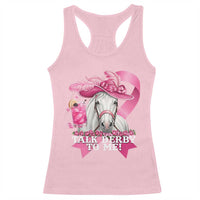 Talk Derby To Me Racerback Tank Top Funny Horse Racing Oaks Derby Day Pink Ribbon