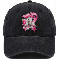 Talk Derby To Me Washed Cotton Baseball Cap Funny Horse Racing Oaks Derby Day Pink Ribbon