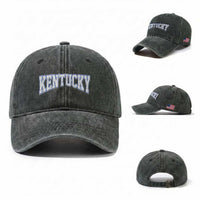 Kentucky Washed Cotton Baseball Cap Vintage Sports Design Kentuckian KY State