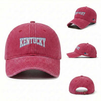 Kentucky Washed Cotton Baseball Cap Vintage Sports Design Kentuckian KY State