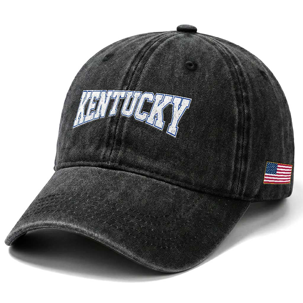 Kentucky Washed Cotton Baseball Cap Vintage Sports Design Kentuckian KY State