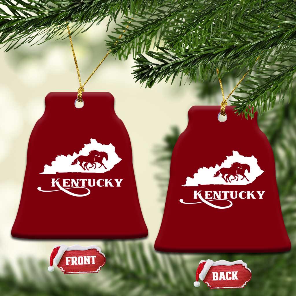 Kentucky Horse Map State Derby Day Ceramic Ornament